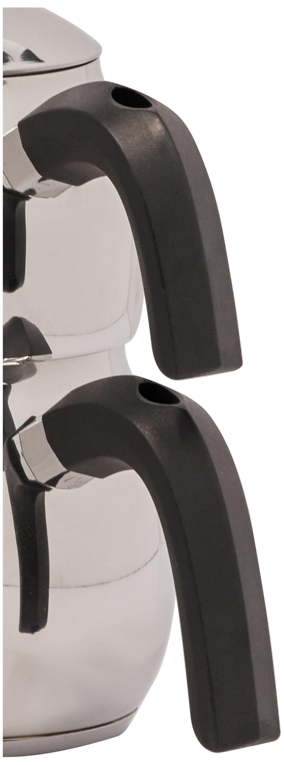 Karaca Belinay - Set di teiera in acciaio inox 18/10, con coperchio, colino da tè e bollitore da 1,6 litri, in acciaio inox 18/10, misura media, colore: argento e nero