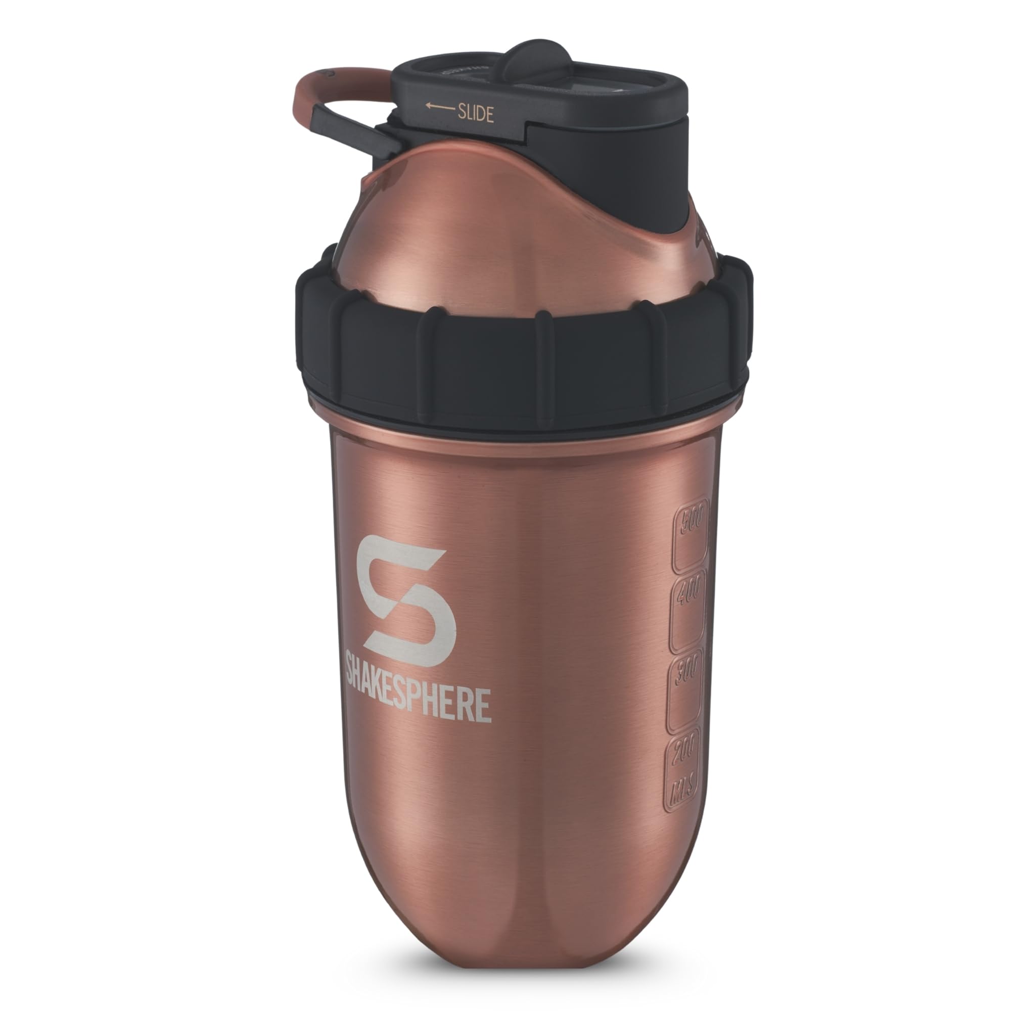 ShakeSphere Tumbler Steel: Protein Shaker Bottle Keeps Hot Drinks HOT & Cold Drinks Cold, 24 oz. No Blending Ball or Whisk Needed, Easy Clean Up - BPA Free | Great for Shakes, Smoothies (Copper)