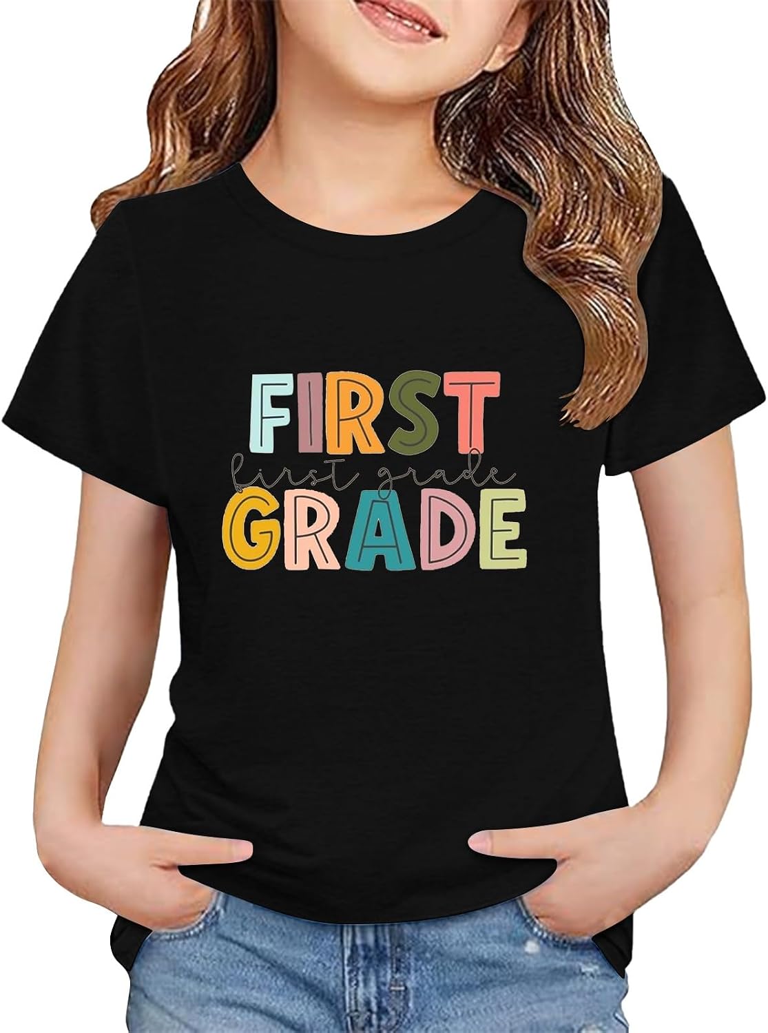 First Grade Shirts Retro Back to School Boys Girls Kids T-Shirt First Day of Preschool Kindergarten Short Sleeve Top