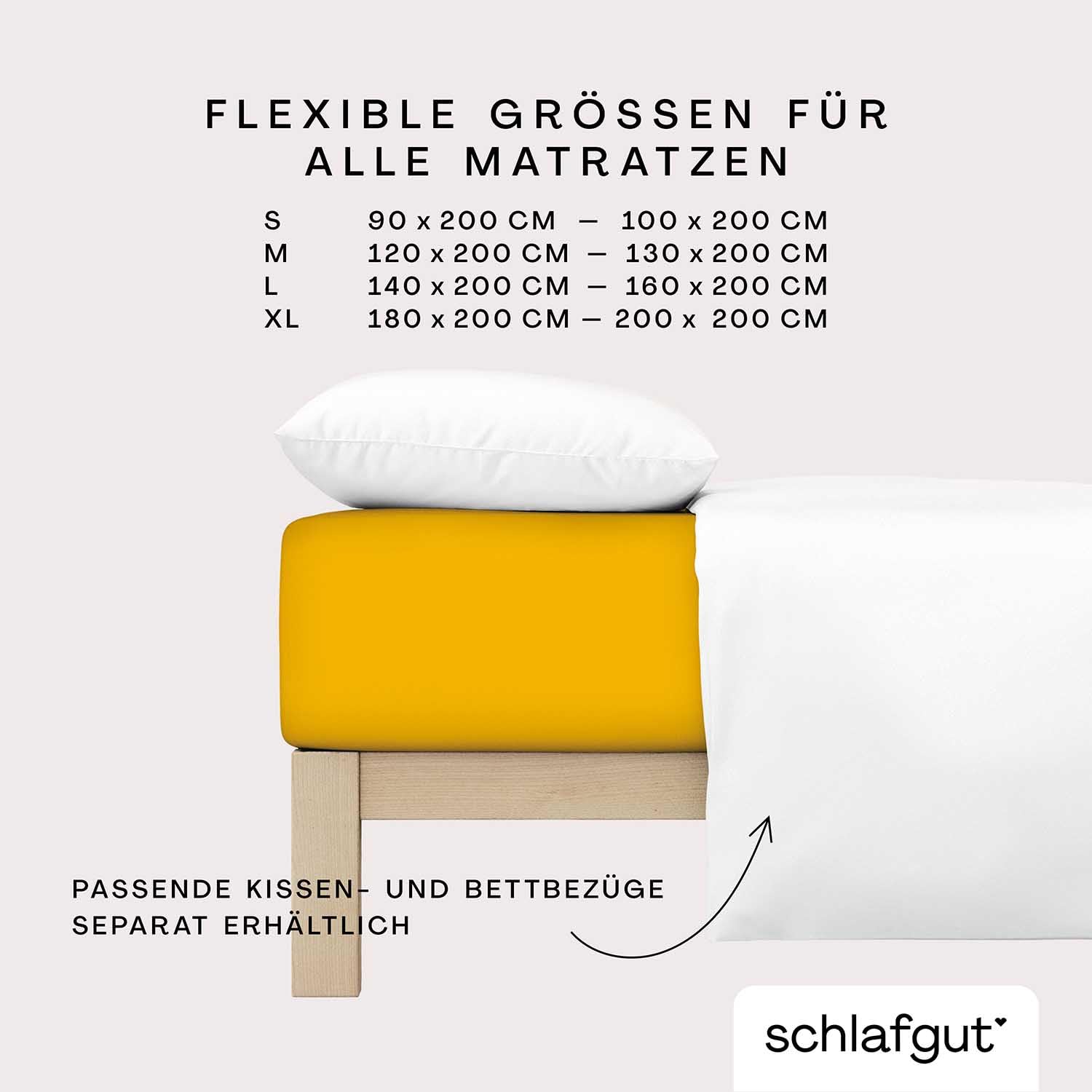 schlafgut Frottex Spannbettlaken 180x200 cm Frottee Baumwolle, Yellow Deep