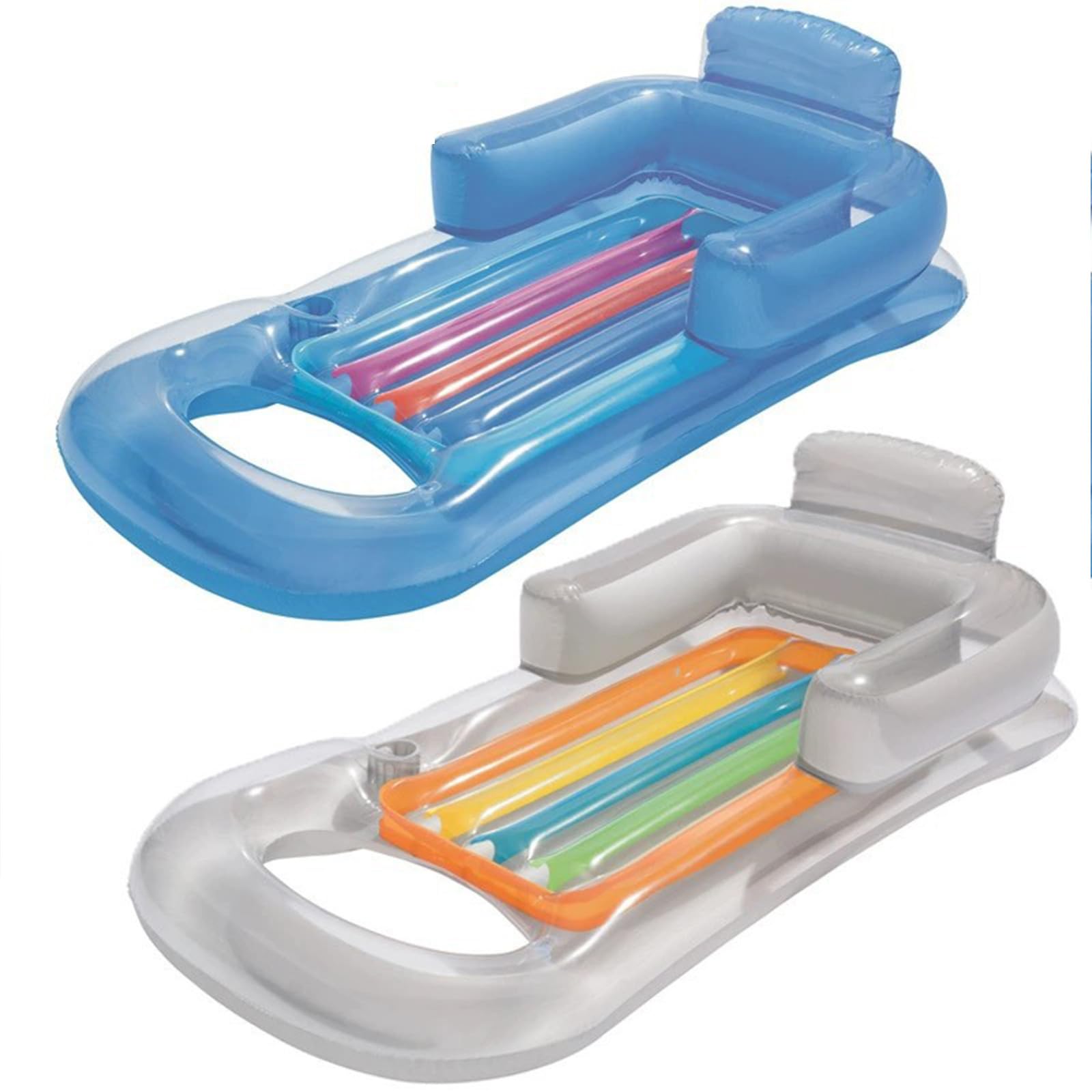 Hamac gonflable pour piscine, chaises longues avec porte-gobelet, appuie-têtes et dossier, matelas pneumatique