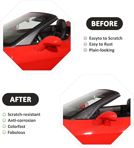 Miniatura 2 de 2 piezas de calcomanías de panel de pilar A de fibra de carbono suave para Chevrolet Corvette C6 2005-2013 Accesorios de moldeo de pilar A (negro)