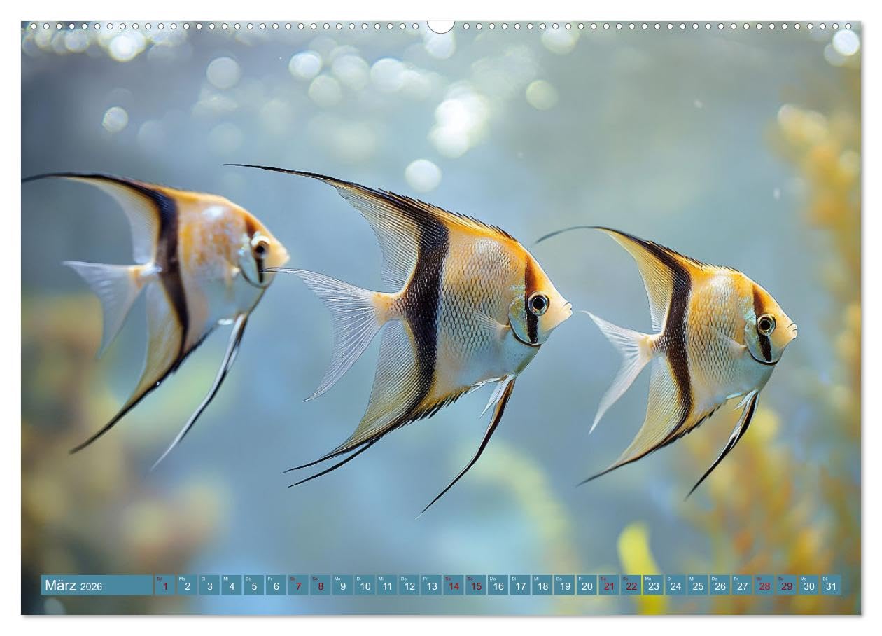 Tiefenentspanntes Aquarium (hochwertiger Premium Wandkalender 2026 DIN A2 quer), Kunstdruck in Hochglanz: Ein Aquarium: ein Fenster zu einer Welt, in ... eilt und Sorgen versinken. (CALVENDO Tiere)