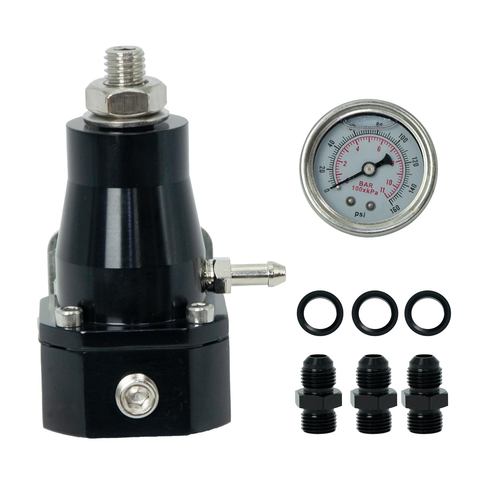Photo 1 of 13130 EFI Fuel Pressure Regulator & Fitting Kit - Adjustable 40-75 PSI with Gauge & Fittings, Universal Fit