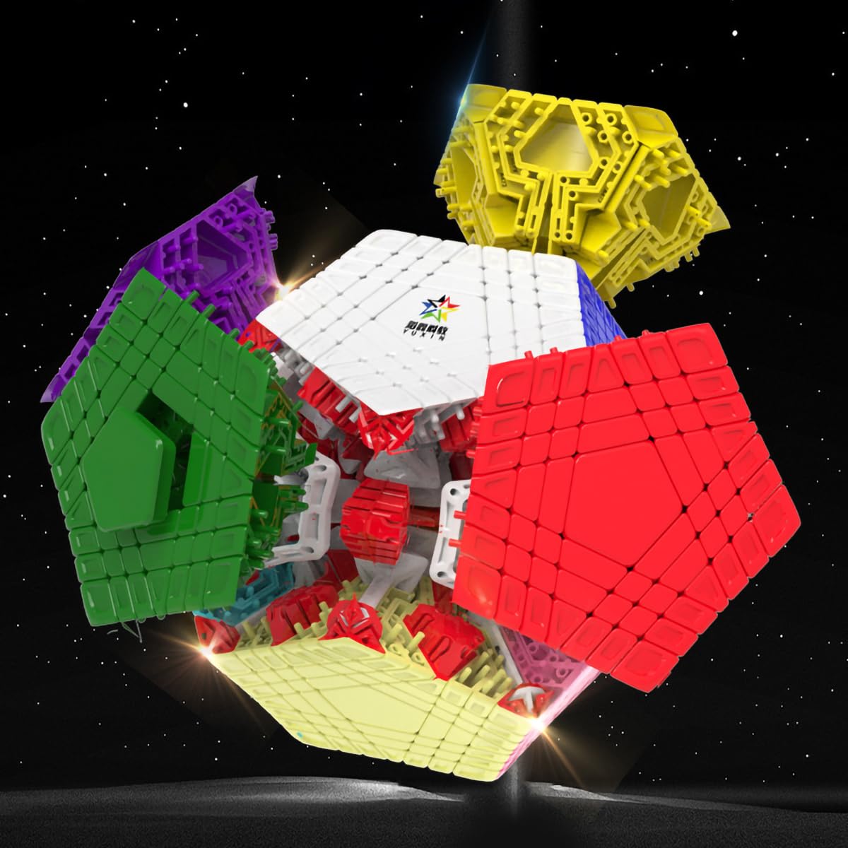 FunnyGoo YuXin HuangLong 7x7 Dodecahedron 12 Surface Gigaminx Megaminx 7x7x12 Magic Puzzle Cube Stickerless with cube stand - Image 2