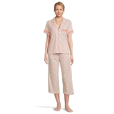 Karen Neuburger Petite Notch Collar And Capri Pajama Set With Eyelet Inserts Women