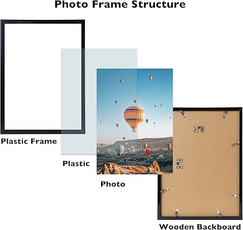 Miniatura 2 de Portarretratos de 12 x 17 pulgadas, color negro para colgar en la pared, montaje en pared horizontal o vertical, marco de fotos de 12 x 17 pulgadas