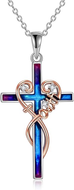 YAFEINI Cross Necklace Sterling Silver Family Tree of Life Religious Cross Pendant Necklace Jewelry Gifts for Women Mother Daughter Family Member