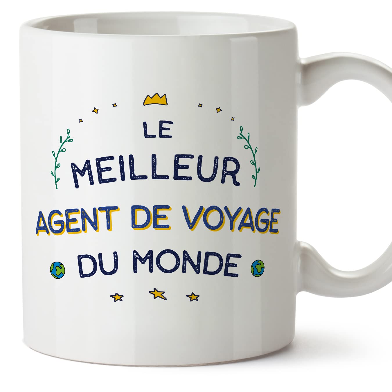 MUGFFINS Travel Agent Man Mug - in French - Meilleur du Monde - Funny Gift for Colleagues - Ceramic 11oz Mug