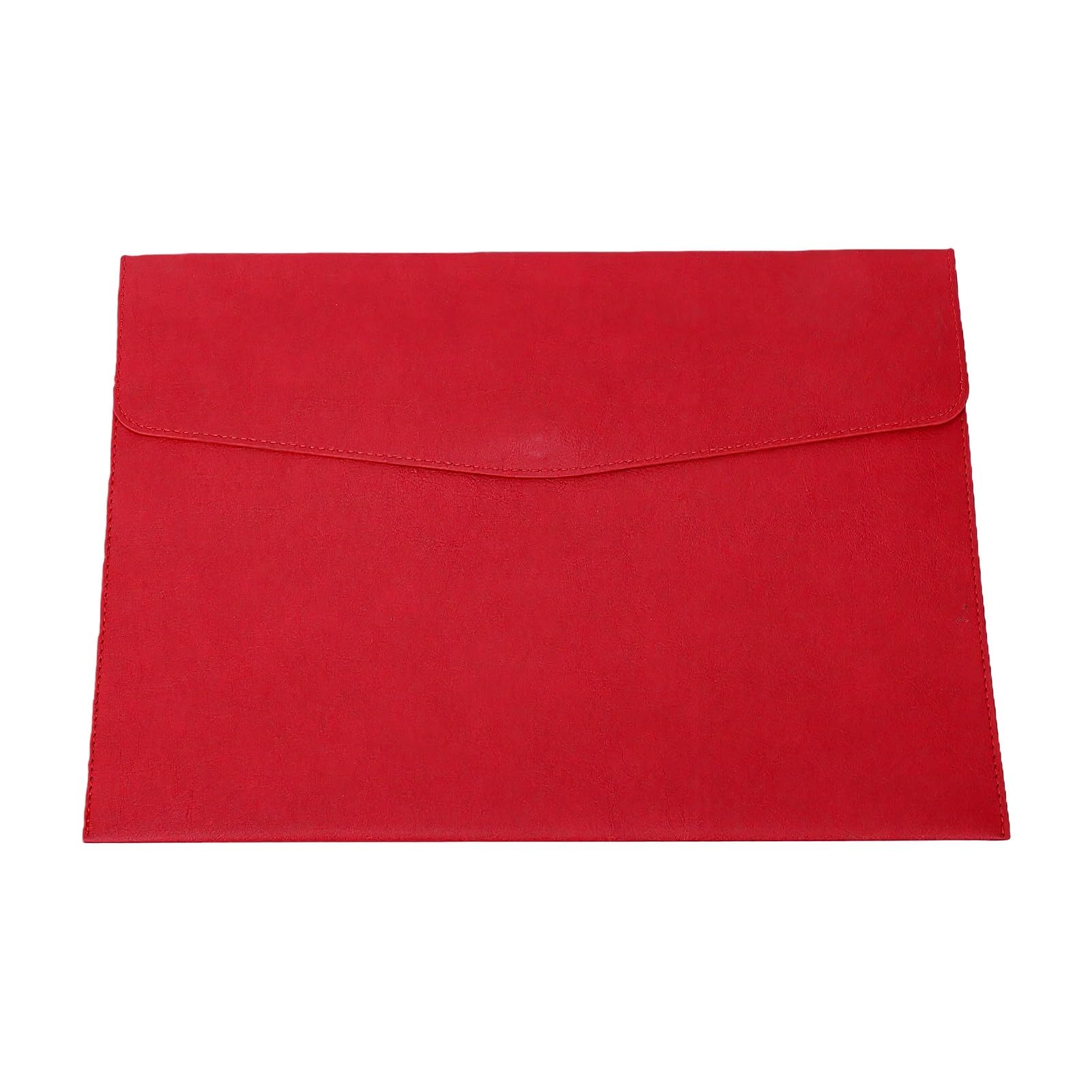 HEEPDD Leather File Folder A4 PU Snap Closure, 9.25x12.99in Document Envelope, 0.39in Thin Lightweight, Dust Proof Damp Resistant, for Business Office School Travel (Red)