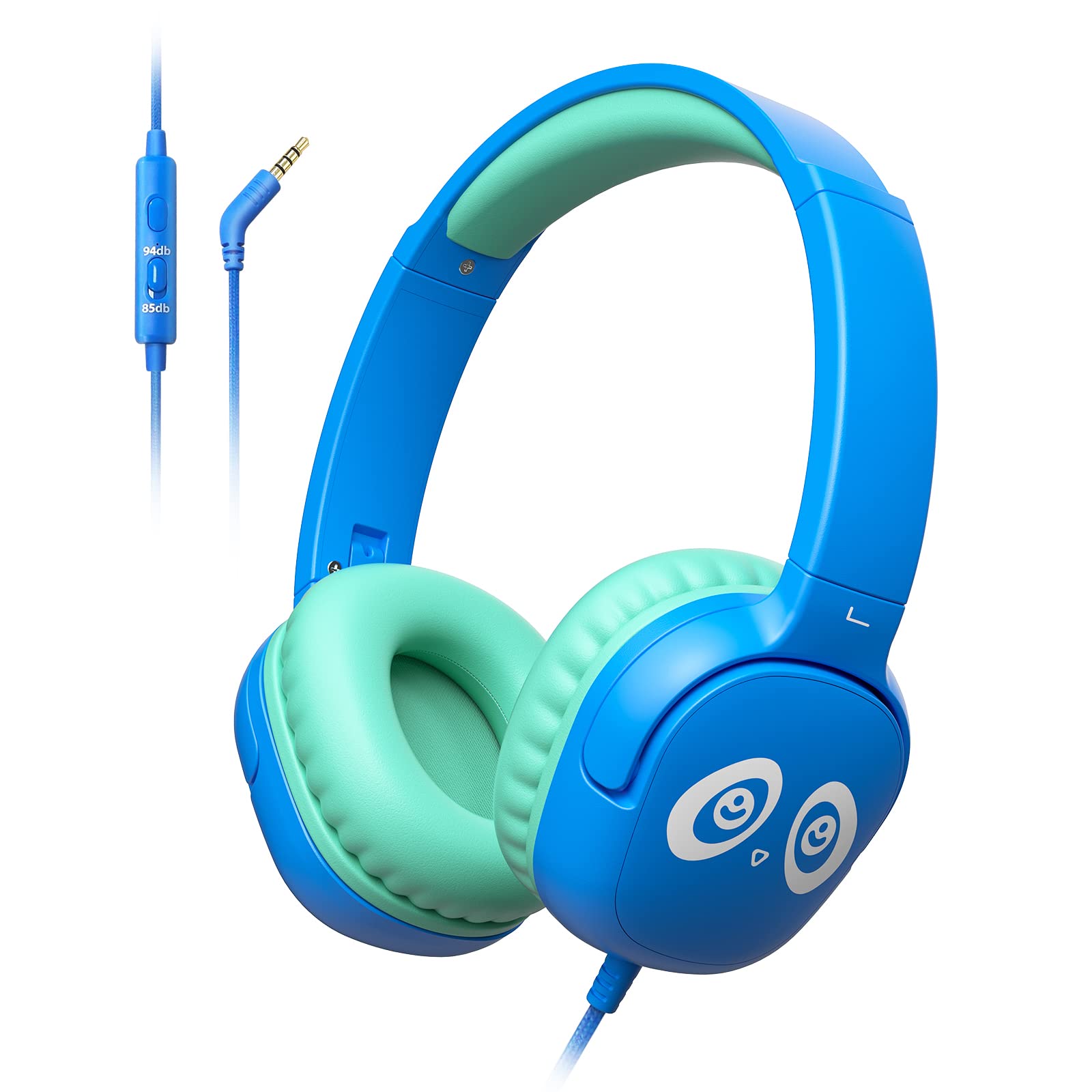 Auriculares para niños con cable, auriculares para niños con micrófono para niños y niñas, volumen limitado de 85 dB/94 dB, auriculares plegables para niños pequeños para escuela, avión,