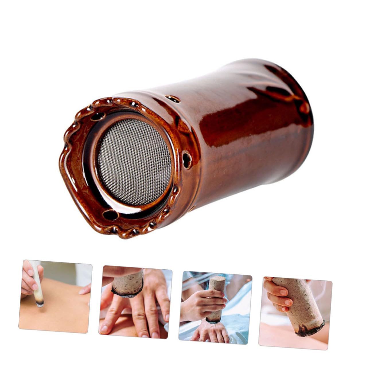 FOMIYES Moxibustion Device Moxibustion Can Ceramic Pot Wave Design Dentate for to Use