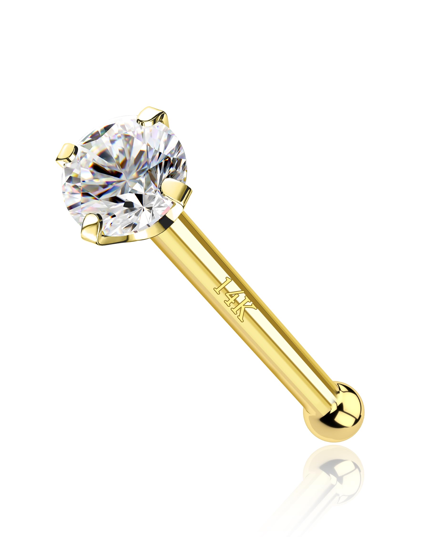 COCHARM 14k Solid Gold Heart Star Nose Stud