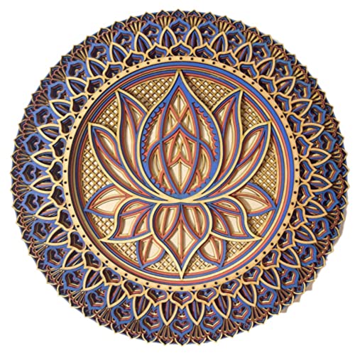 Lrtzizy Flor de loto Mandala-Art Pared, Flor de loto Mandala Metal Colgante de Pared para Decoración de Habitación Arte de Pared (A)