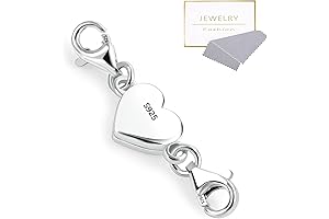 925 Sterling Silver Heart Magnetic Necklace Clasps and Closures with Lobster Clasp