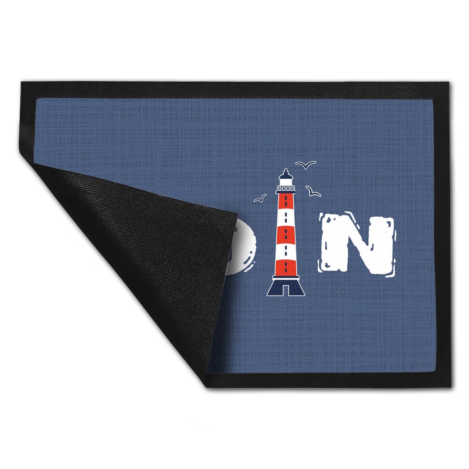 Fußmatte 35x50 Cm Maritim Mit Spruch „Moin & Anker“ – Ohne Rand, Rutschfeste Unterseite