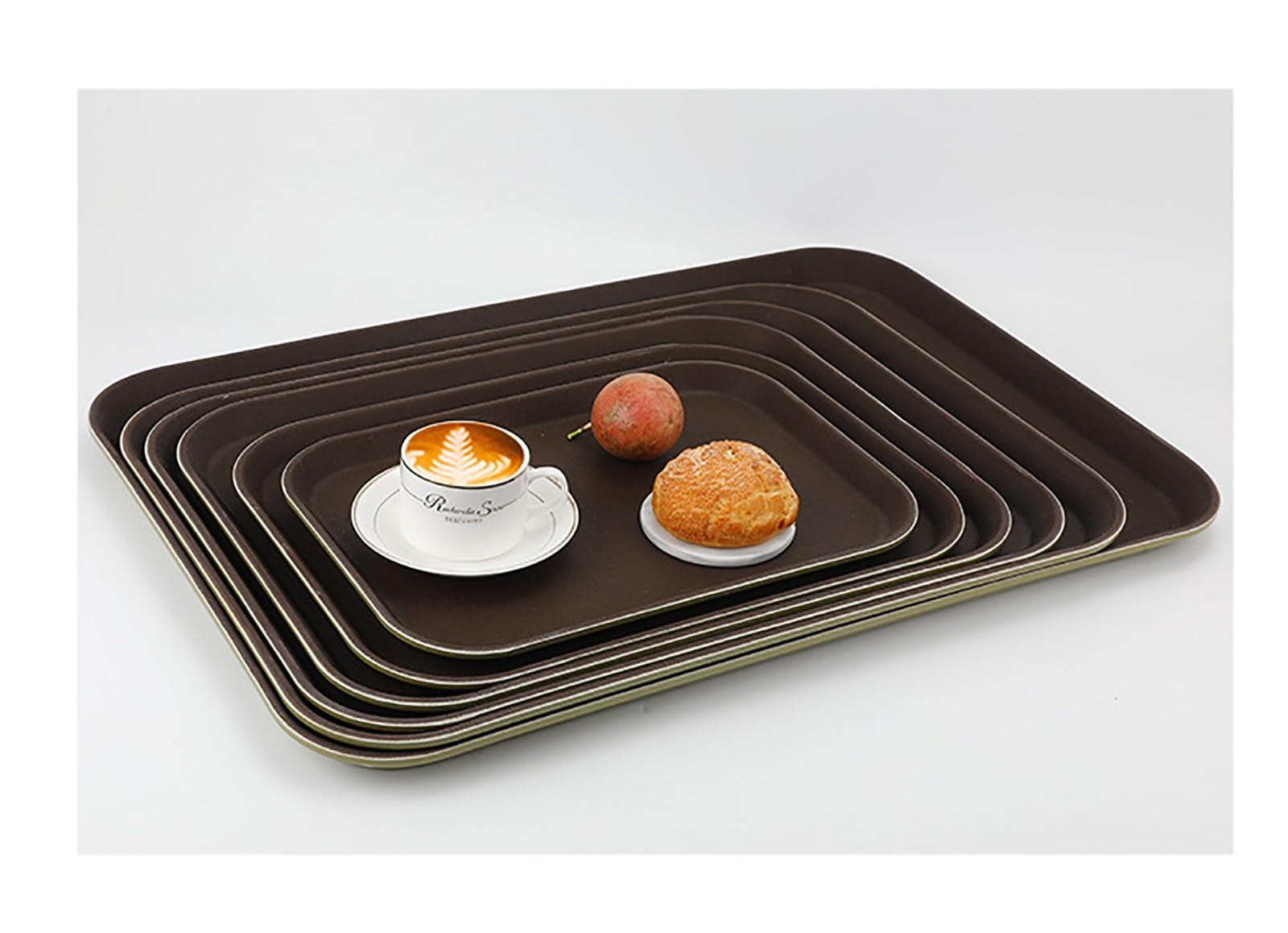 Paquete de 2 bandejas antideslizantes para servir, bandeja cuadrada para camarero para bebidas, comida y cócteles, ideal para bar, hotel y cafetería de comida rápida, 51,5 x 38 cm, y elegante