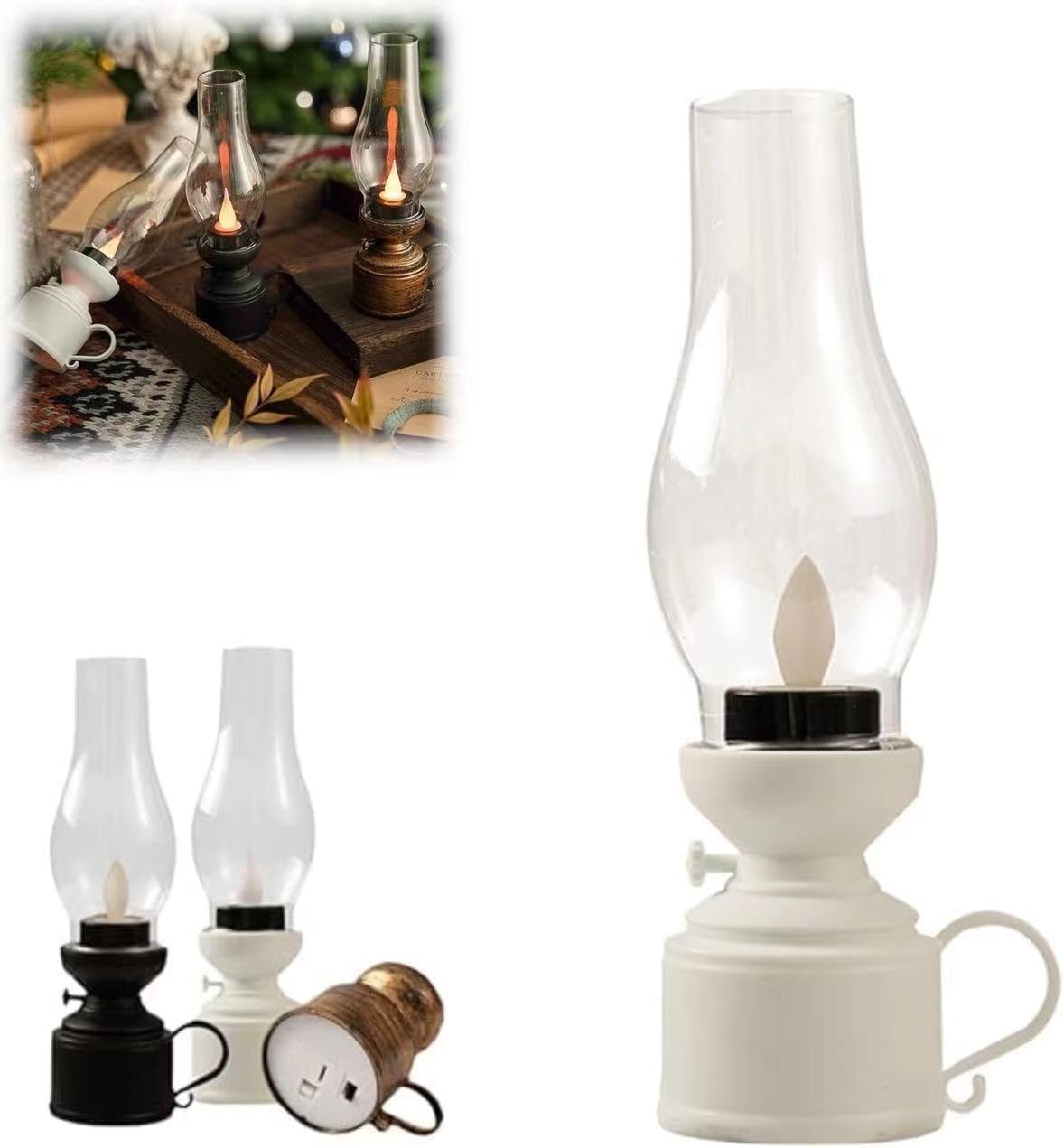 Vintage Style Electronic Kerosene Lamp with Swing Candle, Halloween Decoration (Color 2)