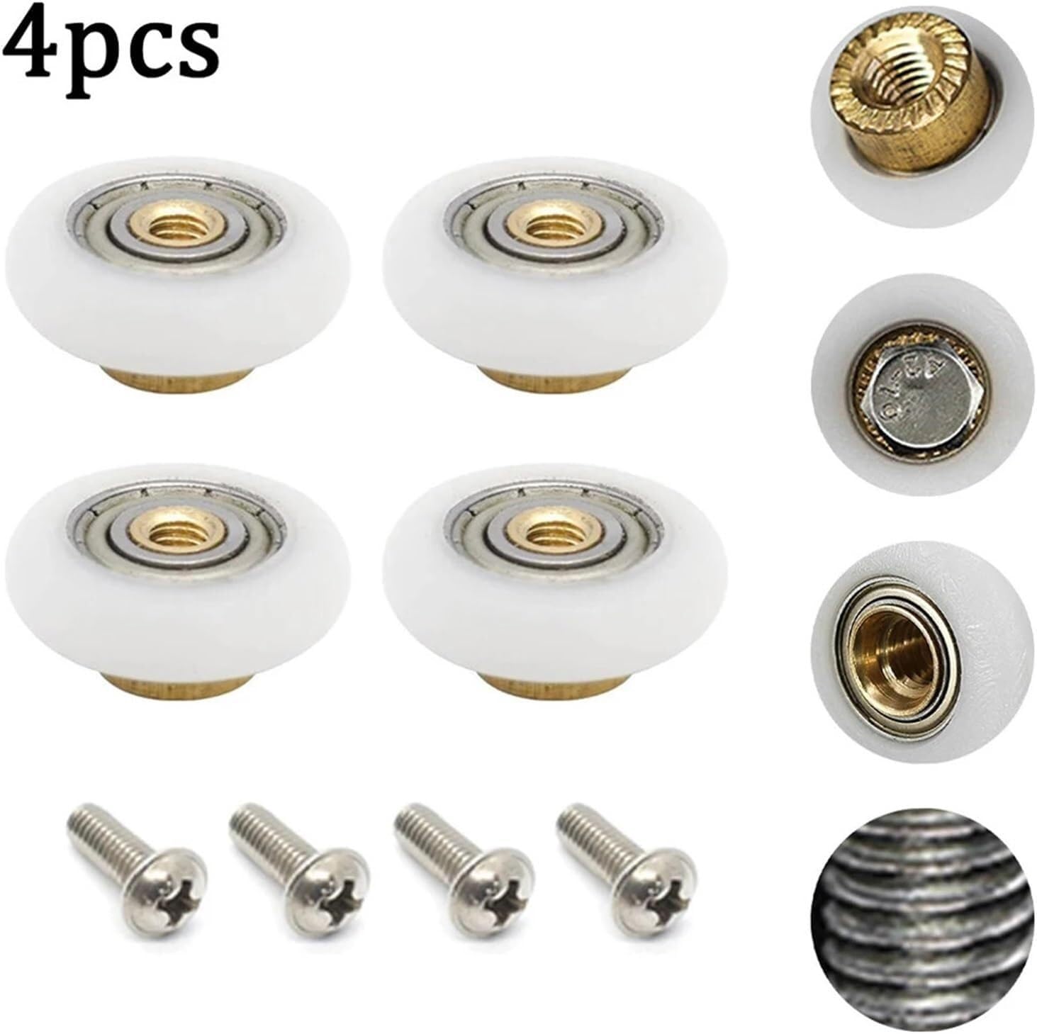 4 Stück Ersatz-Rollen for Duschtüren, 20–27 Mm, Rollen for Badezimmer-Glasschiebetüren(27mm)