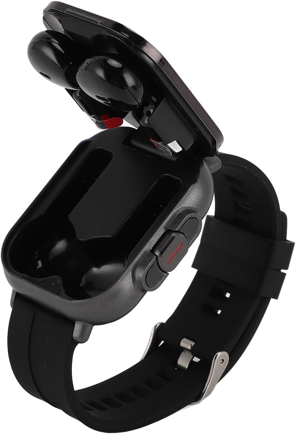 Smart Watch with Earbuds, Reloj Con Audifonos Incluidos Adentro, 2.01 Inch Screen Silicone Band Smartwatch Headset Fitness Watch for IOS for Android Black