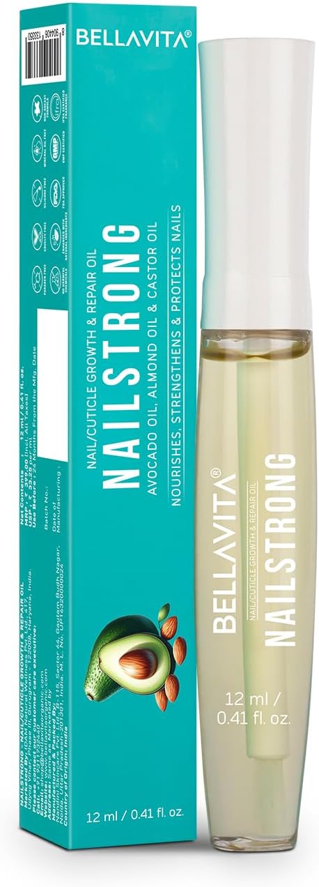 Nail Strong Oil for Cuticle Care, Nail Growth & Strength With Goodness of Almond Oil - Soft, Smooth, & Strong Lustrous Nails, 12 ml