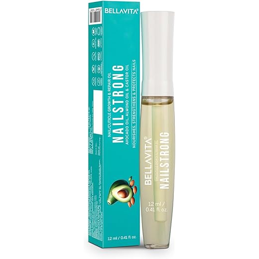 Bella Vita Organic Nail Strong Oil for Cuticle Care, Nail Growth & Strength With Goodness of Almond Oil - Soft, Smooth, & Strong Lustrous Nails, 12 ml