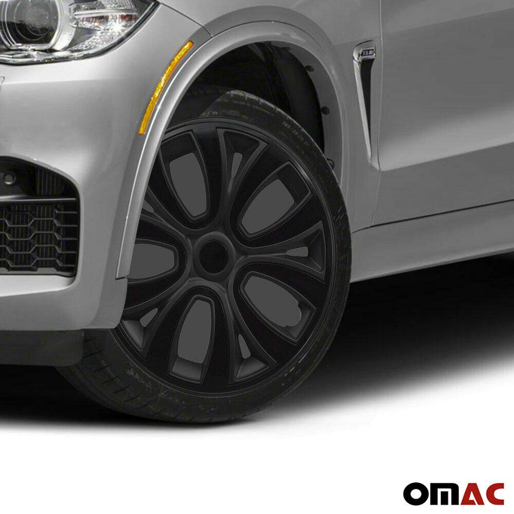 OMAC 4X Radkappen Radzierblenden Radblenden 14" Zoll Stahlfelgen Matt Schwarz-Schwarz
