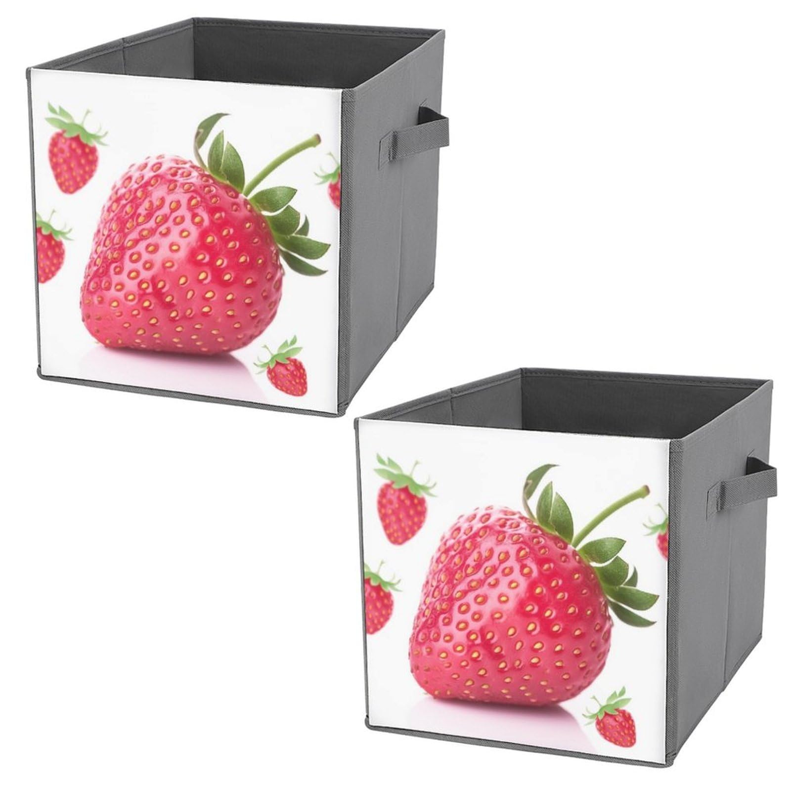 NONHAI Collapsible Storage Bins with Dual Handles Fabric Storage Basket Foldable Cubes Organizer Baskets Strawberry Storage Boxes for Organizing Clothing Cube Storage Organizer Bins