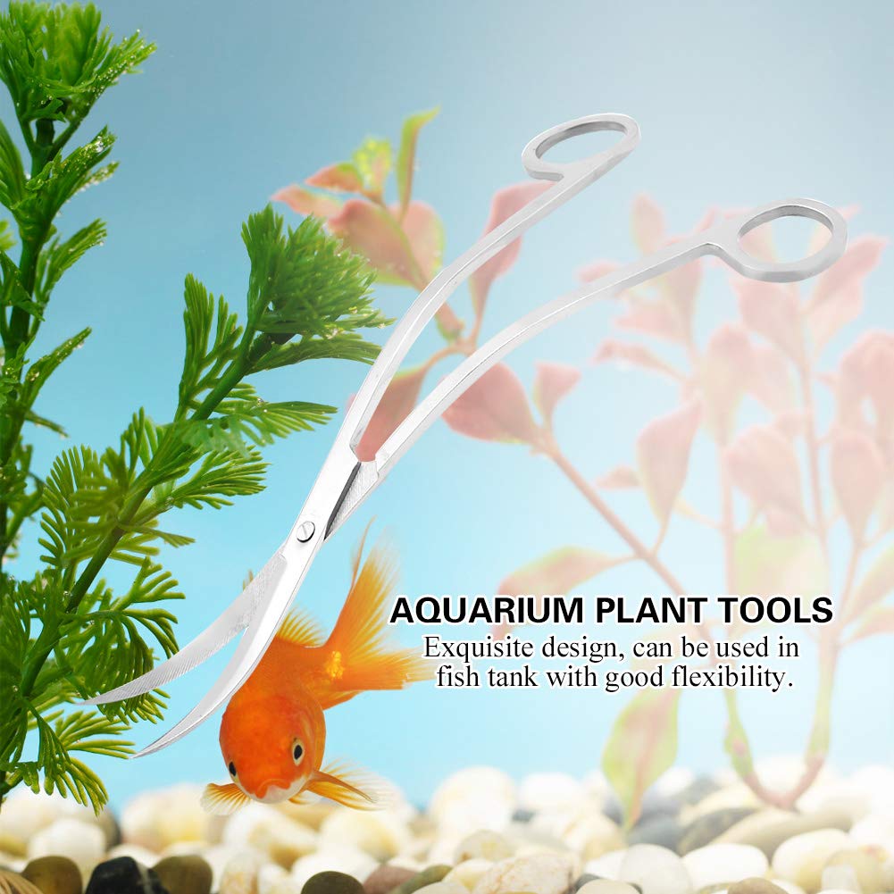 Aquarium Scissors, Fishing Scissors Curved Scissors Aquarium Extra Long Scissors for Aquatic Plants Stainless Steel Curved Aquarium Scissors Water Plant Trim Tool for Fish Tank