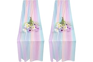 2 Pcs Colorful Pastel Rainbow Sheer Table Runners 30 x 188 Inch
