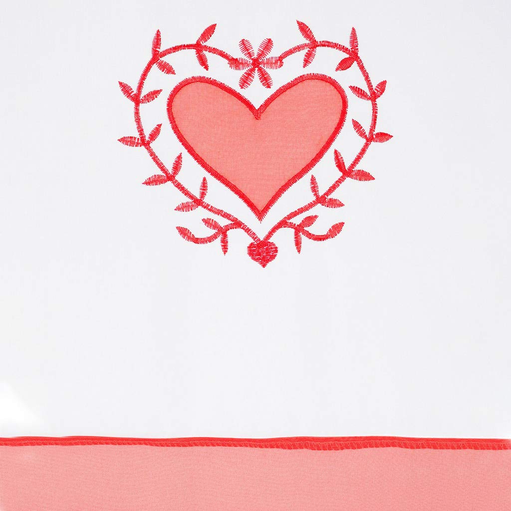 Rideaux Transparents Broderie Coeur Rouge 140x225cm SIMPVALE