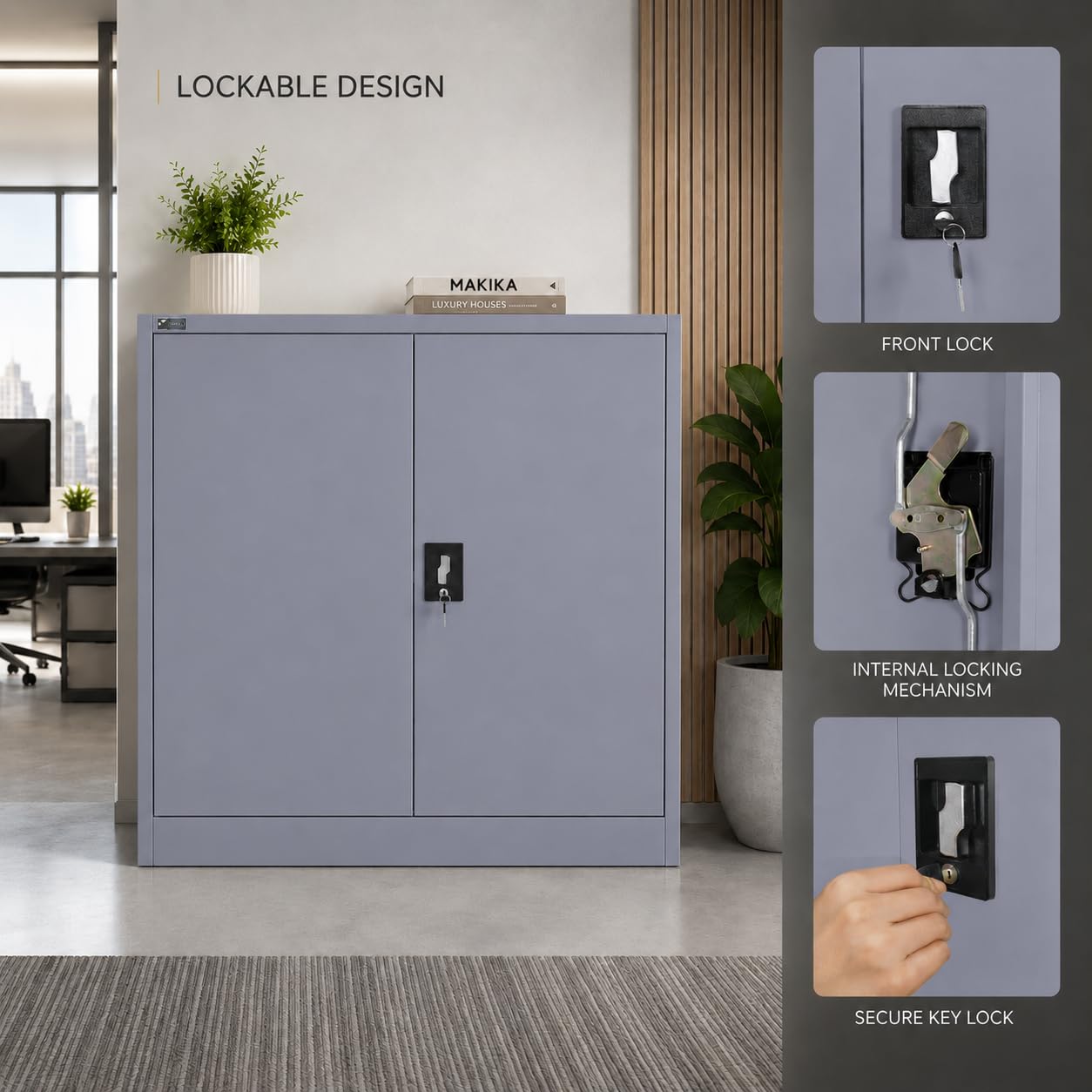 Armoire de bureau multifonction verrouillable 40 x 90 x 90 cm - Armoire de rangement en acier avec 2 portes - Étagère réglable en hauteur - Anthracite