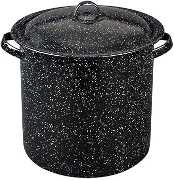 Granite Ware Stock Pot, 12 Qt Large Capacity - Speckled Black