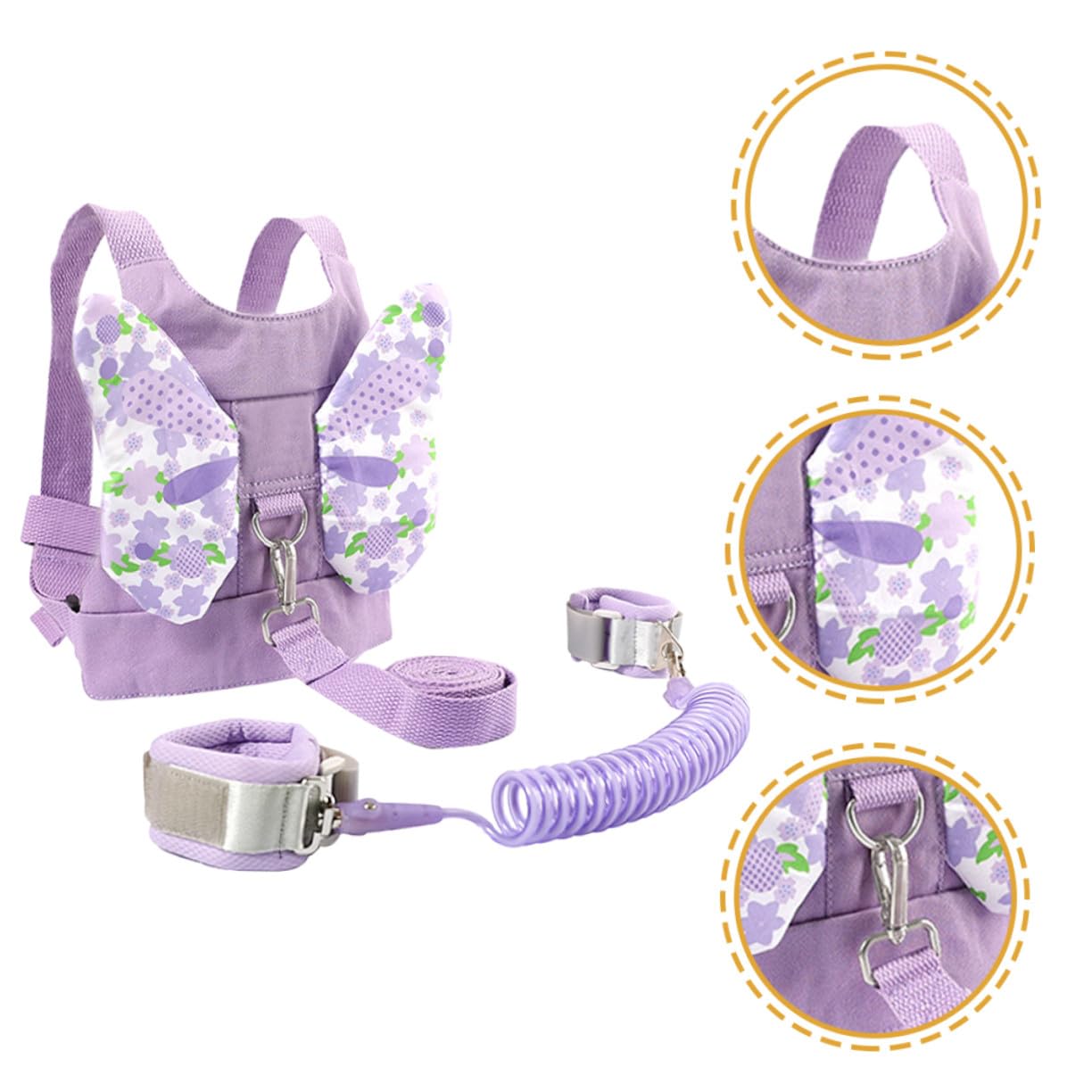 Wrist Leash with Rotating Butterfly Harness for Safety Soft Skin-Friendly Anti-Lost Link Strap for Boys and Walking Assistant Backpack Leash for Outdoor Exploration