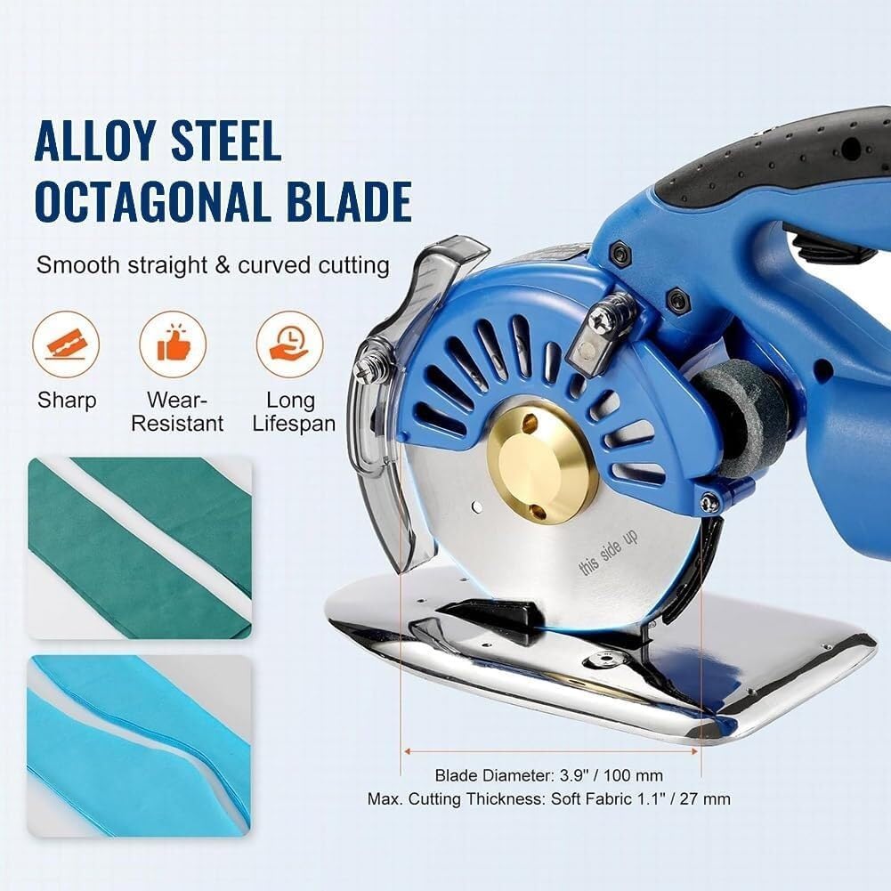 Cortador De Tela Rotativo Inalámbrico, Cortador De Tela Eléctrico, 100/110/125 Mm, Con 2 Baterías Recargables, 5 Velocidades, Tijeras Eléctricas 100mm