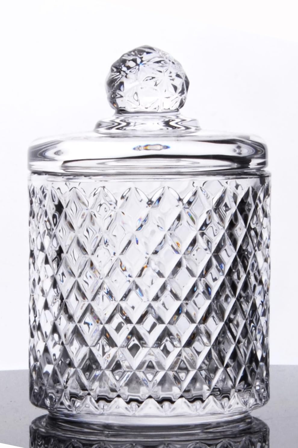 Deconox Lüx Kristal Büyük Cam Şekerlik & Cam Lokumluk, Kesme Cam Lüx Şekerlik 13cm*7.8cm - 06640