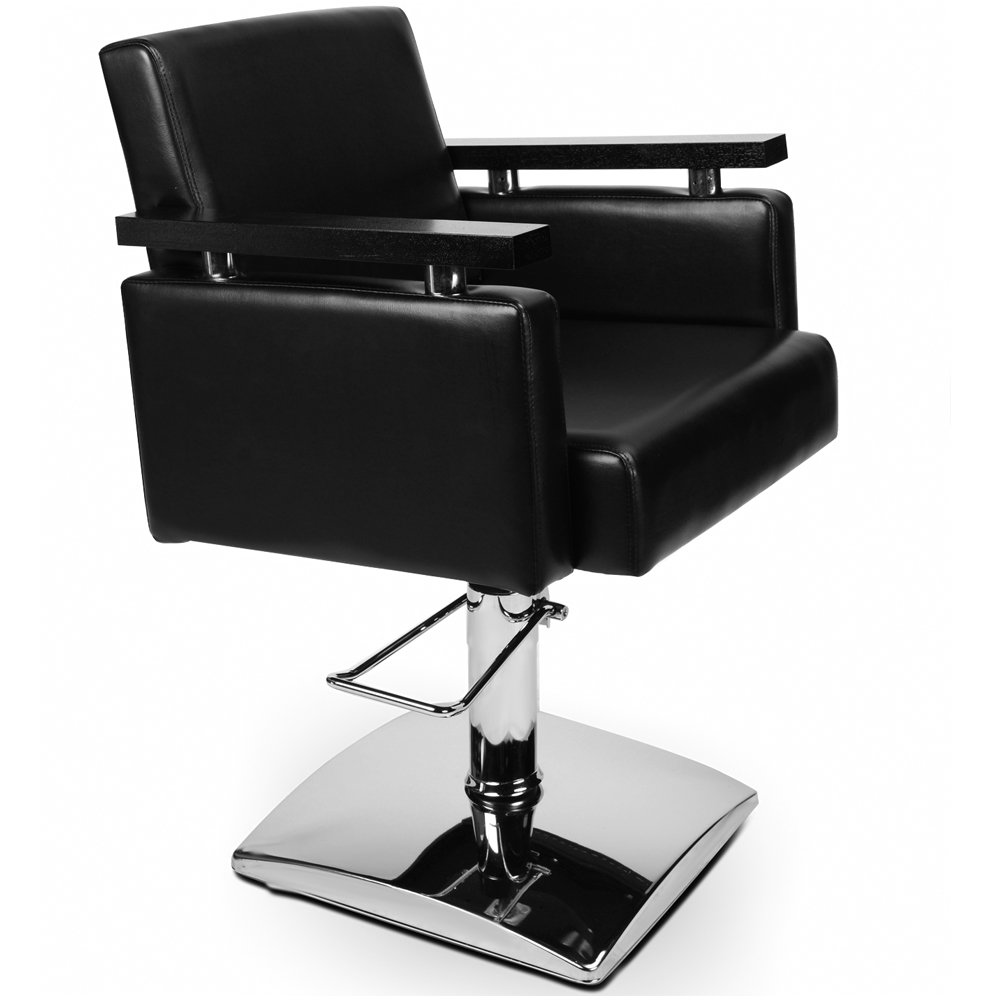 Medeo Friseurstuhl Schwarz, Fein, Höhenverstellbar, Gepolstert, Kunstleder, Metall, Schwarz, Entspannen