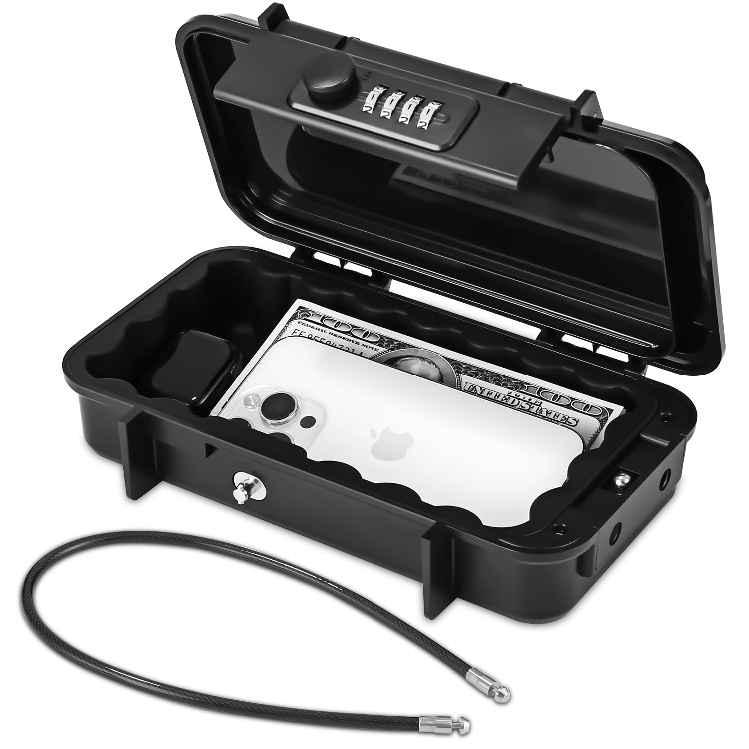Coffre fort portable multi fonctionnel ABS avec code de sécurité grande capacité résistant aux chocs et aux chutes idéal pour la maison mini boîte à sécurité discrète boîte à code pratique et sans clé