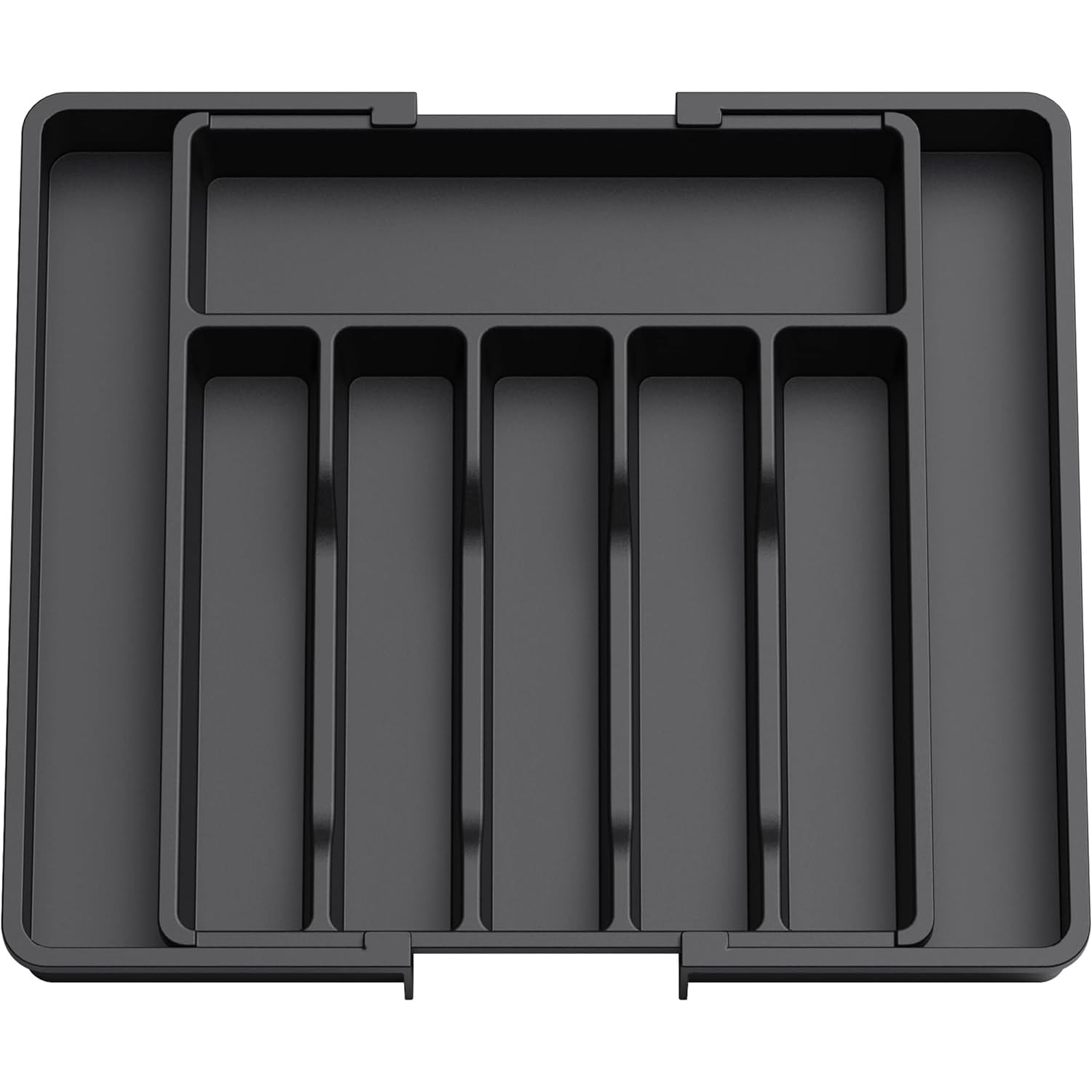 YORKSHIRE HOMEWARE Cutlery Drawer Organiser | Expandable Tray for Kitchen | Adjustable Cutlery Tray | Utensil Drawer for Forks, Knives | Multipurpose Kitchen Storage & Organisation Solution (Black)