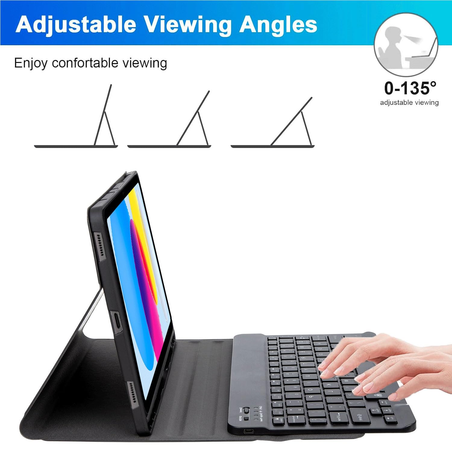 Keyboard Case for iPad Mini 7 generacji (A17 Pro, 2024) / Mini 6 generacji 8,3 cala, odłączana klawiatura z myszką, ultracienkie etui z podstawką Folio i uchwytem na długopis,Purple