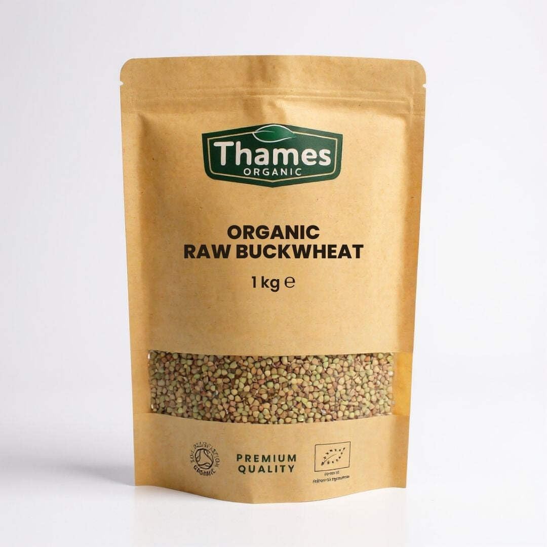 Organic Raw Buckwheat Groats 1kg - No Additives or Preservatives - Raw, Vegan, GMO-Free, Certified Organic - Nutritious and Versatile - Thames Organic