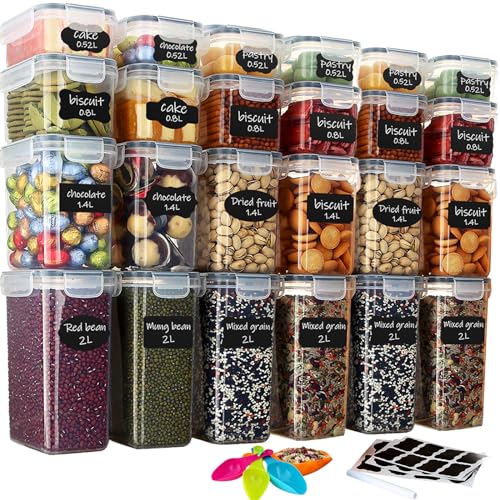Hibisaws Lot de 24 boîtes de conservation alimentaire sans BPA, organisation de cuisine, boîtes en...