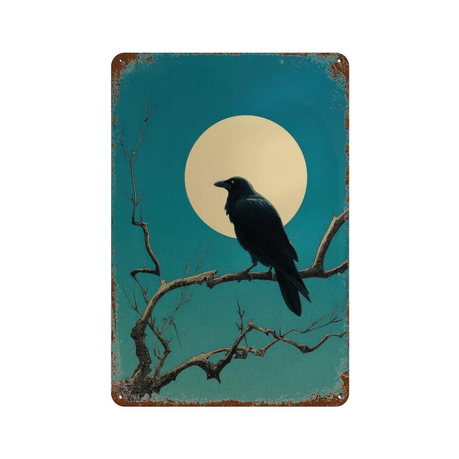 xiaoxiaoshen Raven. Minimalist Surreal Wall Decor Art Metal Tin Poster Modern Home Decor Art Home Bar Shop Decorations Vintage Sign 30x20cm