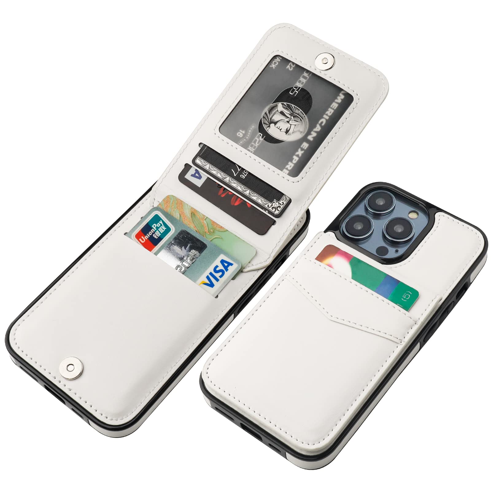 KIHUWEY Compatible with iPhone 14 Pro Case Wallet with Credit Card Holder, Flip Premium Leather Magnetic Clasp Kickstand Heavy Duty Protective Cover