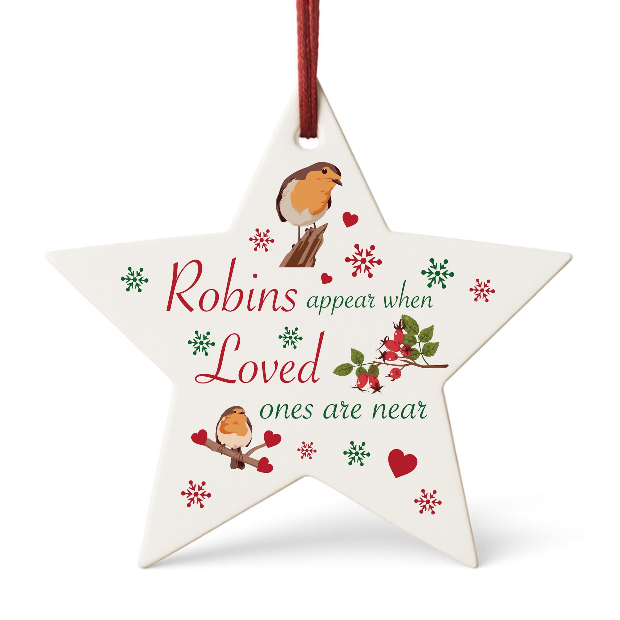 Red Ocean Memorial Star For Mum Dad Nan Grandad Robin Remembrance For Christmas Tree Decoration Robins Appear When Loved Ones Are Near Keepsake
