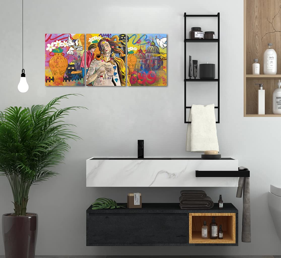 FROMグラフィティーアート3点セット\"3rother\" Amazon.com: 3 Piece Graffiti t Wall Art - Birth of Venus Canvas