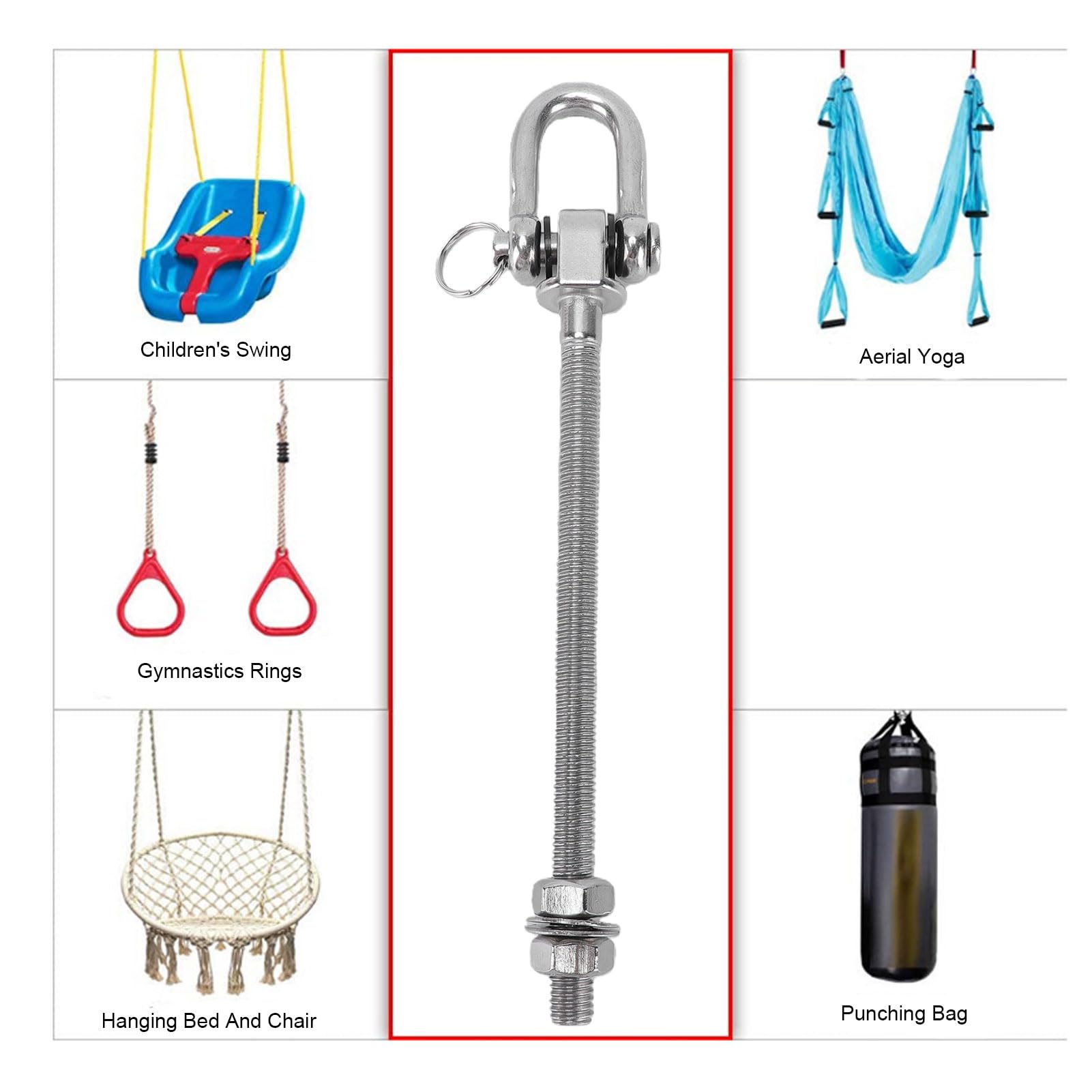 Ejoyous Perchas Oscilantes, Gancho Oscilante de Acero Inoxidable con Rodamientos, Carga de 1500 Libras para Hamacas y Columpios de Yoga