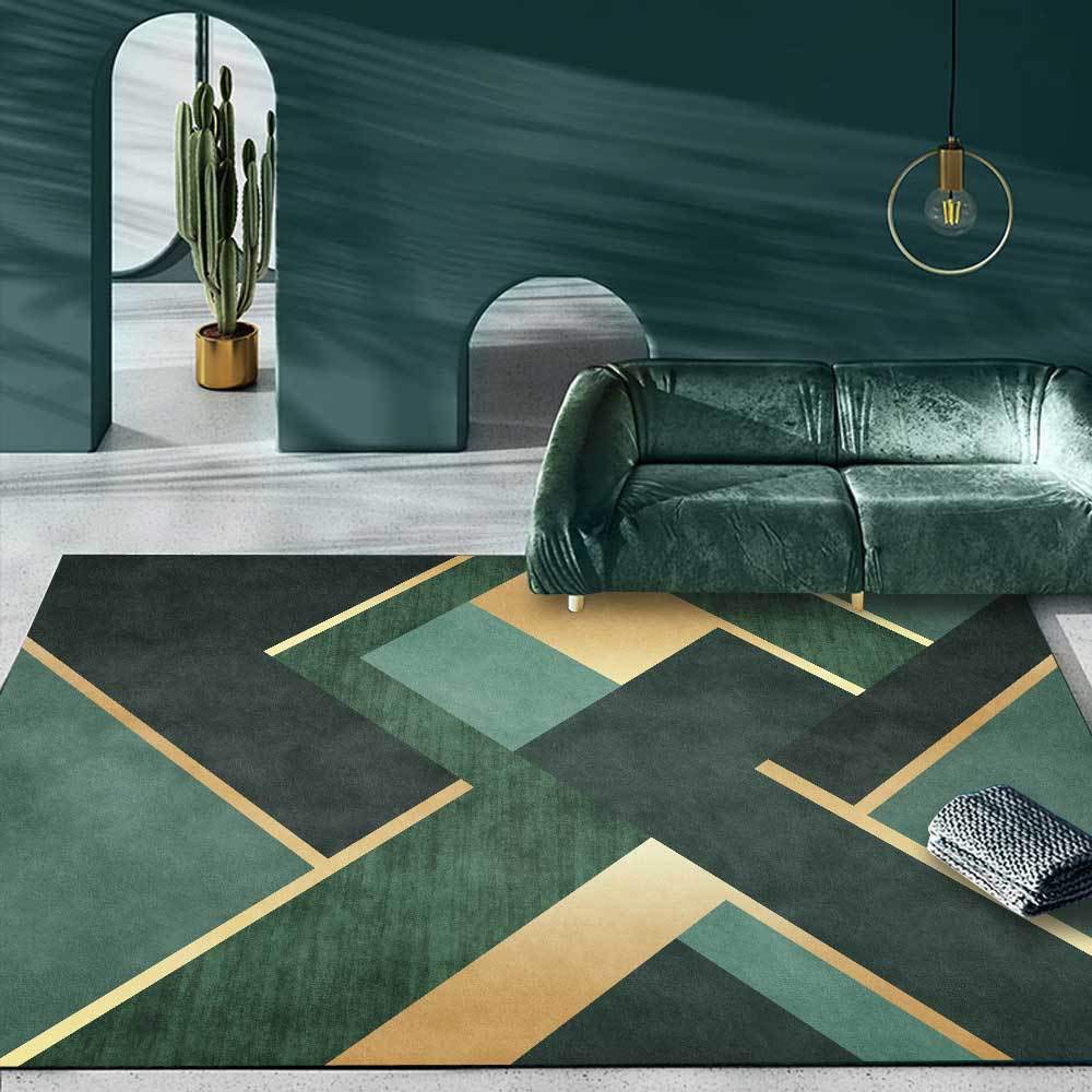 Carpet Rugs Living room carpet soft carpet anti-slip Living Room Rugs Extra Large Carpets Modern Geometric Green 160 x 200 cm