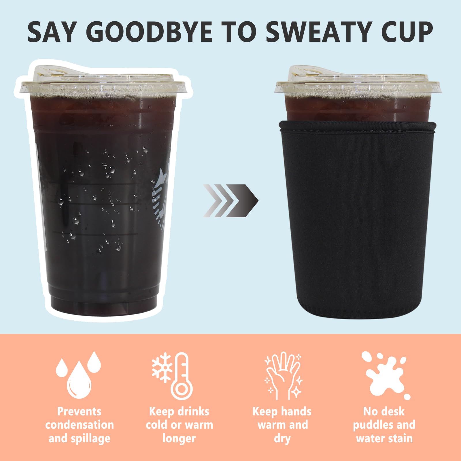 Set van 3 verpakkingen Herbruikbare Hot en Iced Koffie Cup Sleeve Elanden en Bloemen Illustratie Neopreen Tumbler Mouw Dier Elk (16,24,32 g