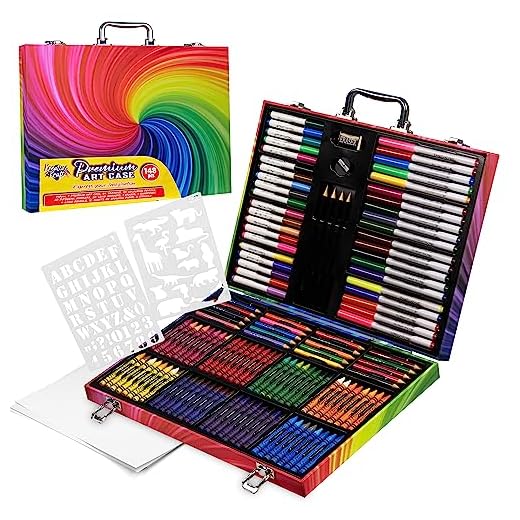 Maletin Pinturas para Niños Kit Dibujo Completo 148 Pzs con Material Escolar, Ceras de Colores, Lápices de Colores, Rotuladores, Pinturas